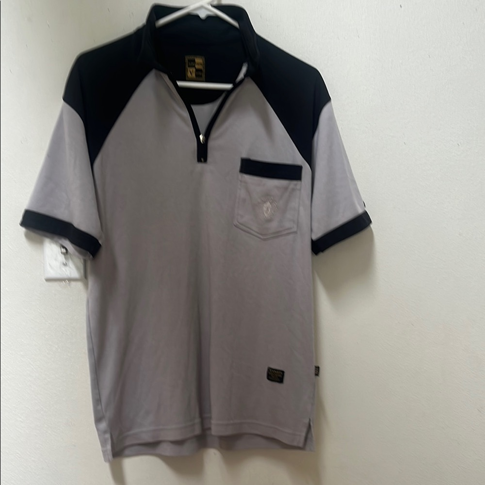 Versace Jeans Collection Gray and Black Polo Shirt with Modern Design